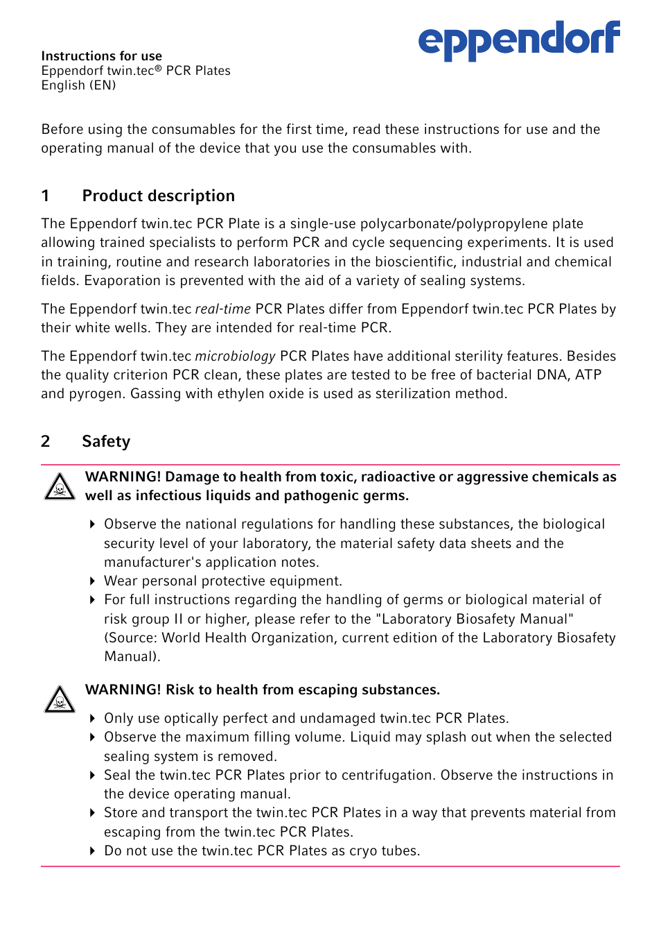 Eppendorf twin.tec PCR Plates User Manual | 4 pages
