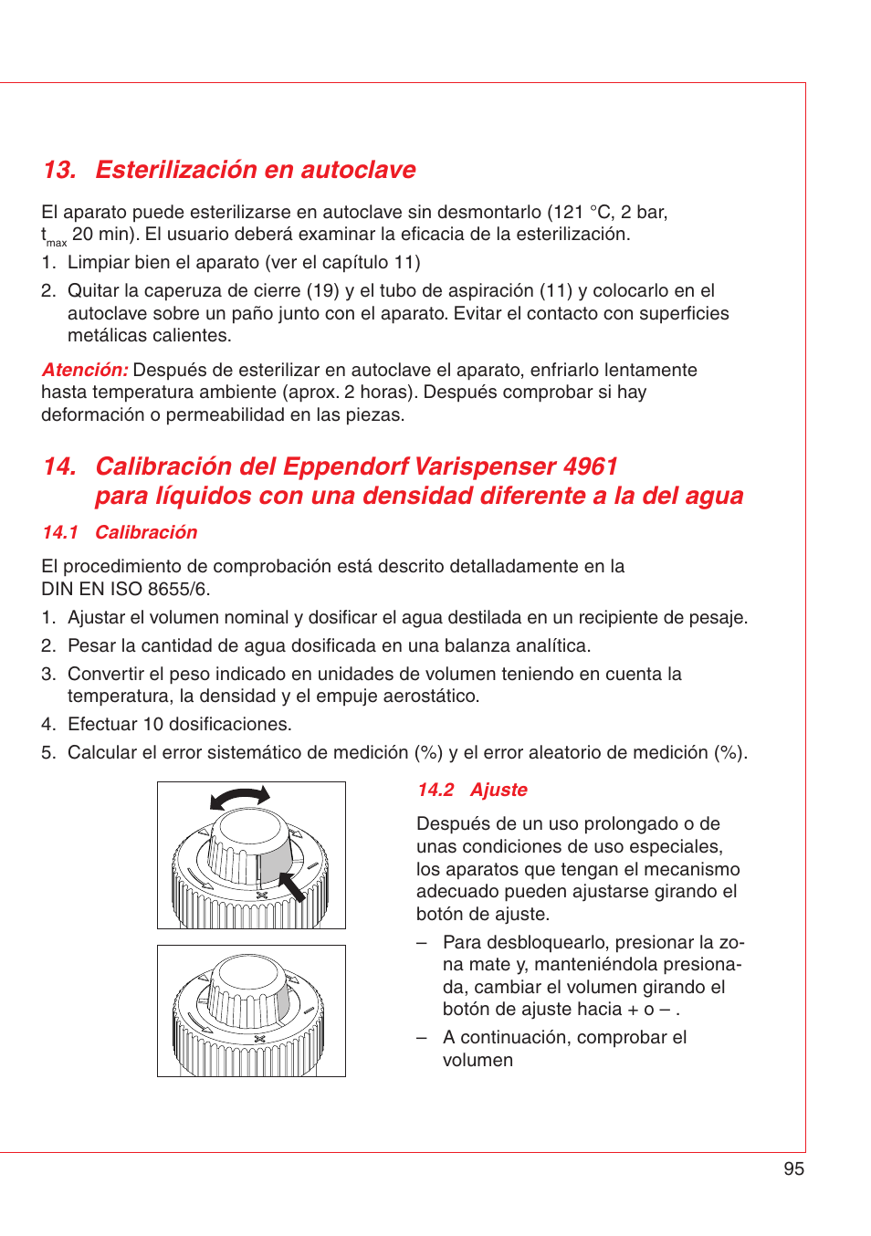 Esterilización en autoclave | Eppendorf Varispenser 4962 User Manual | Page 101 / 110