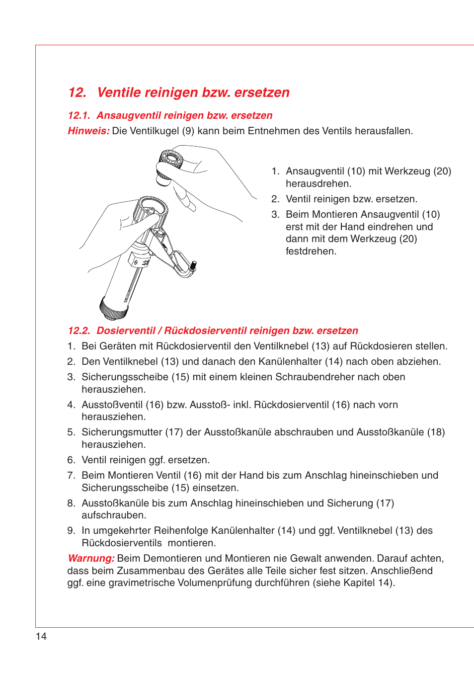 Ventile reinigen bzw. ersetzen | Eppendorf Varispenser 4962 User Manual | Page 20 / 110