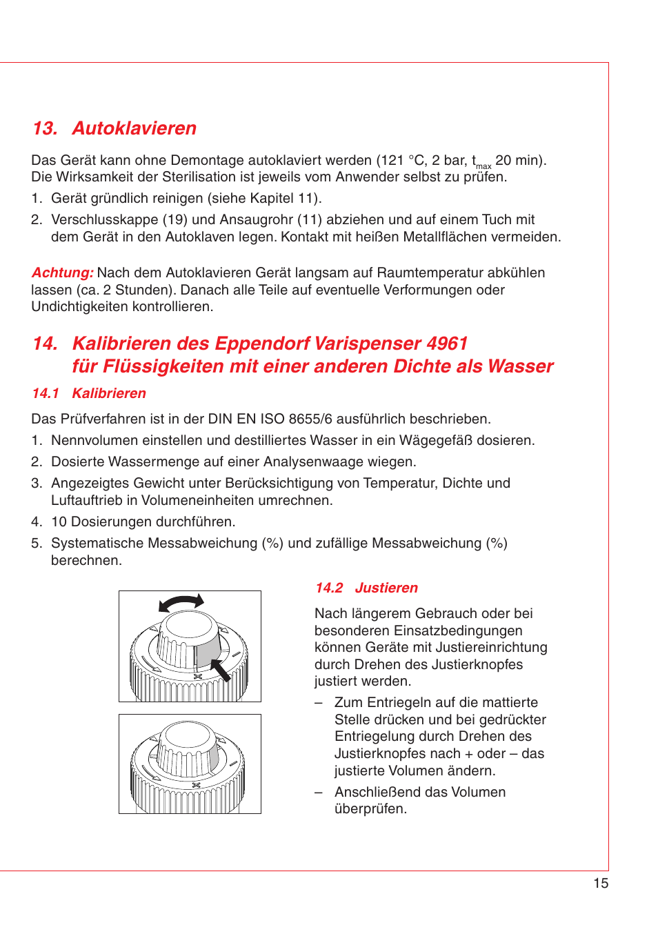 Autoklavieren | Eppendorf Varispenser 4962 User Manual | Page 21 / 110