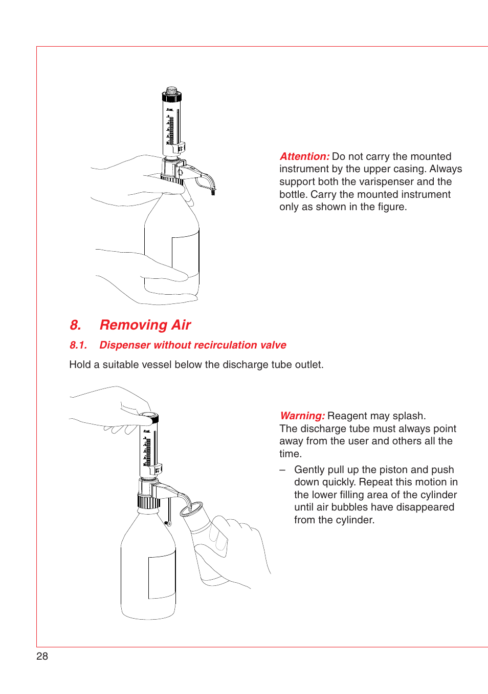 Removing air | Eppendorf Varispenser 4962 User Manual | Page 34 / 110