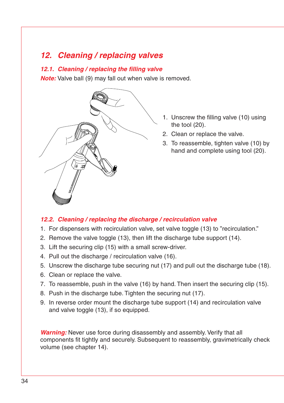 Cleaning / replacing valves | Eppendorf Varispenser 4962 User Manual | Page 40 / 110