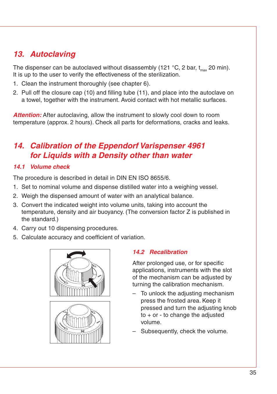 Autoclaving | Eppendorf Varispenser 4962 User Manual | Page 41 / 110