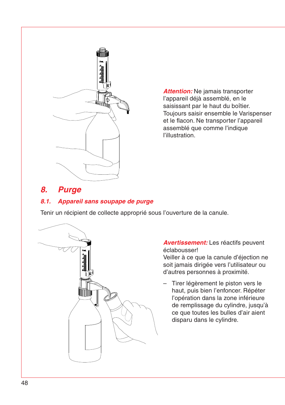 Purge | Eppendorf Varispenser 4962 User Manual | Page 54 / 110