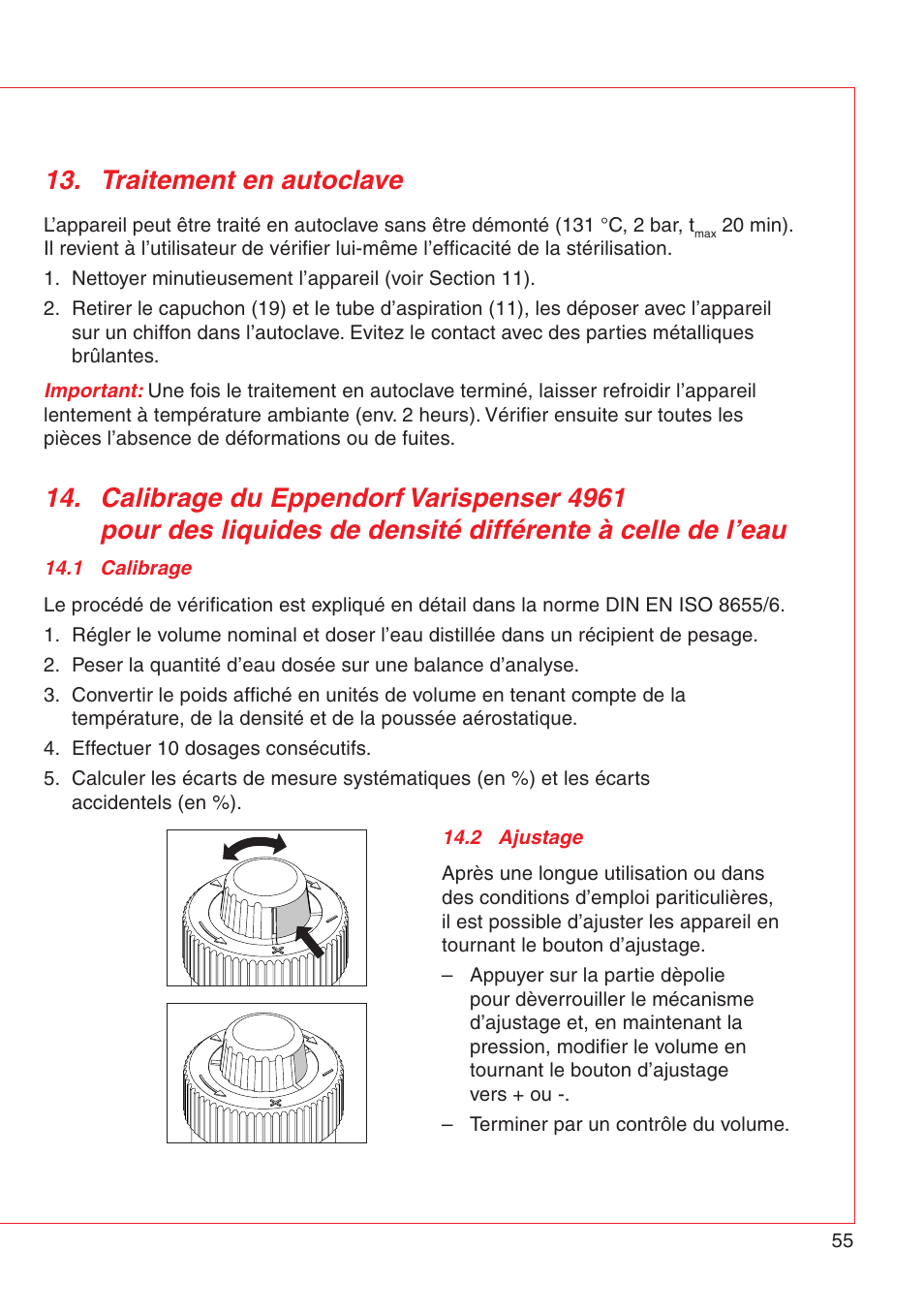 Traitement en autoclave | Eppendorf Varispenser 4962 User Manual | Page 61 / 110