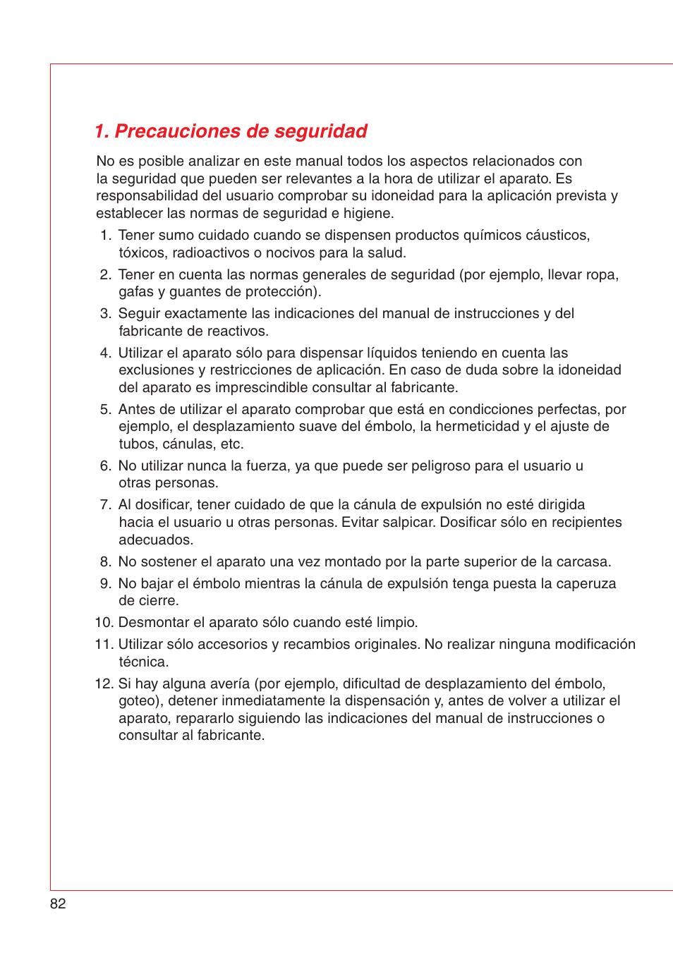 Precauciones de seguridad | Eppendorf Varispenser 4962 User Manual | Page 88 / 110