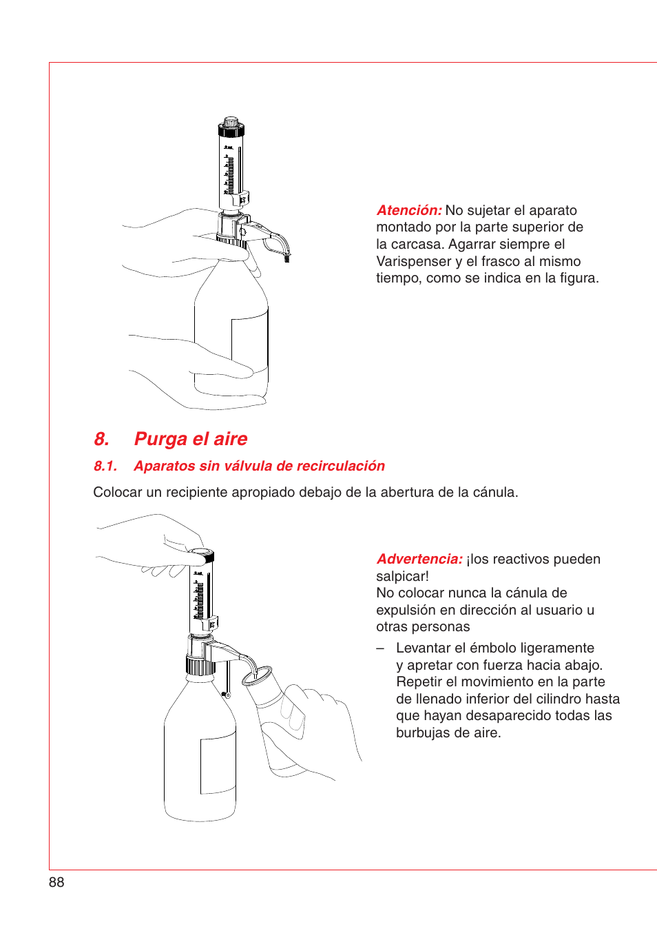 Purga el aire | Eppendorf Varispenser 4962 User Manual | Page 94 / 110