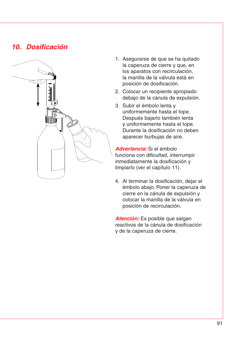 Dosificación | Eppendorf Varispenser 4962 User Manual | Page 97 / 110