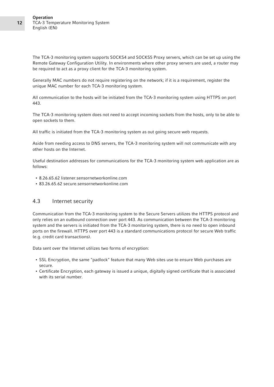 3 internet security, Internet security | Eppendorf TCA-3 Temperature Monitoring System User Manual | Page 12 / 50