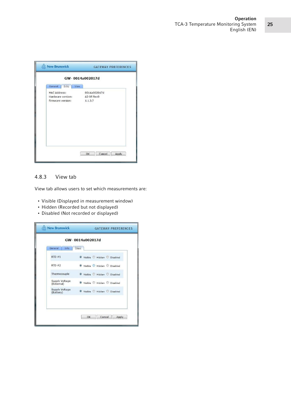3 view tab, View tab | Eppendorf TCA-3 Temperature Monitoring System User Manual | Page 25 / 50