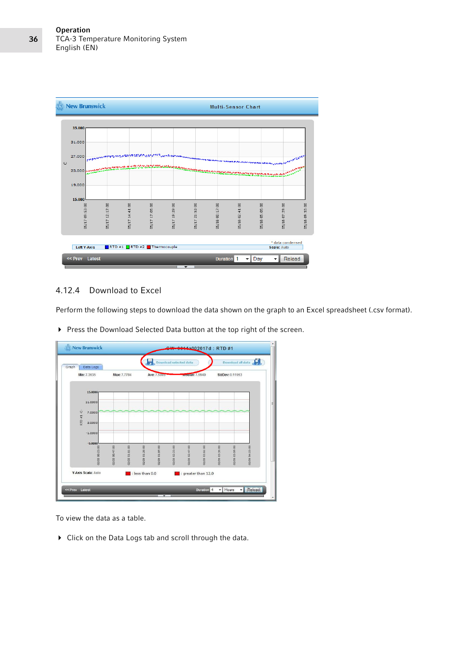 4 download to excel, Download to excel | Eppendorf TCA-3 Temperature Monitoring System User Manual | Page 36 / 50