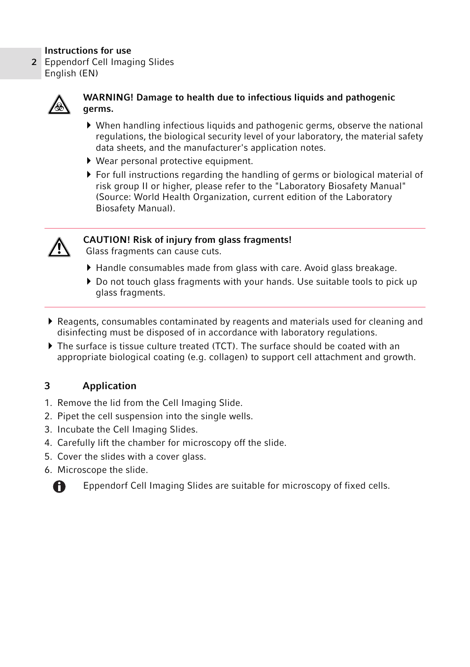 3 application | Eppendorf Cell Imagine Slides User Manual | Page 2 / 4