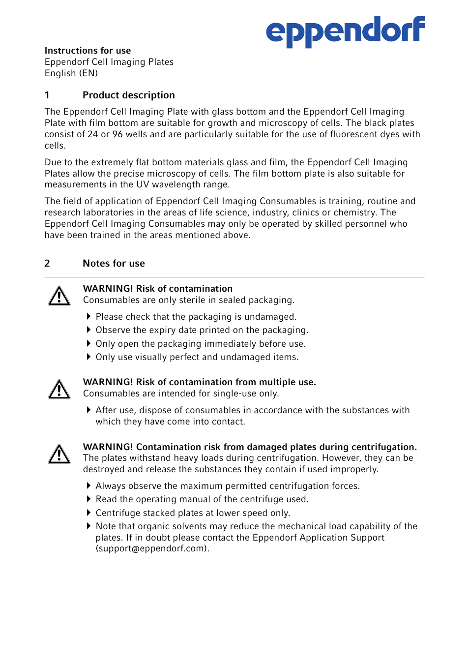 Eppendorf Cell Imagine Plates User Manual | 3 pages