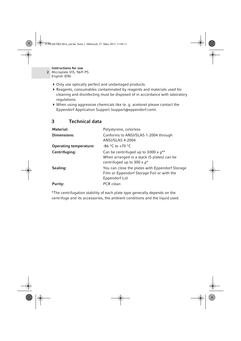 3 technical data, 3technical data | Eppendorf IFU CCC Plates User Manual | Page 2 / 4