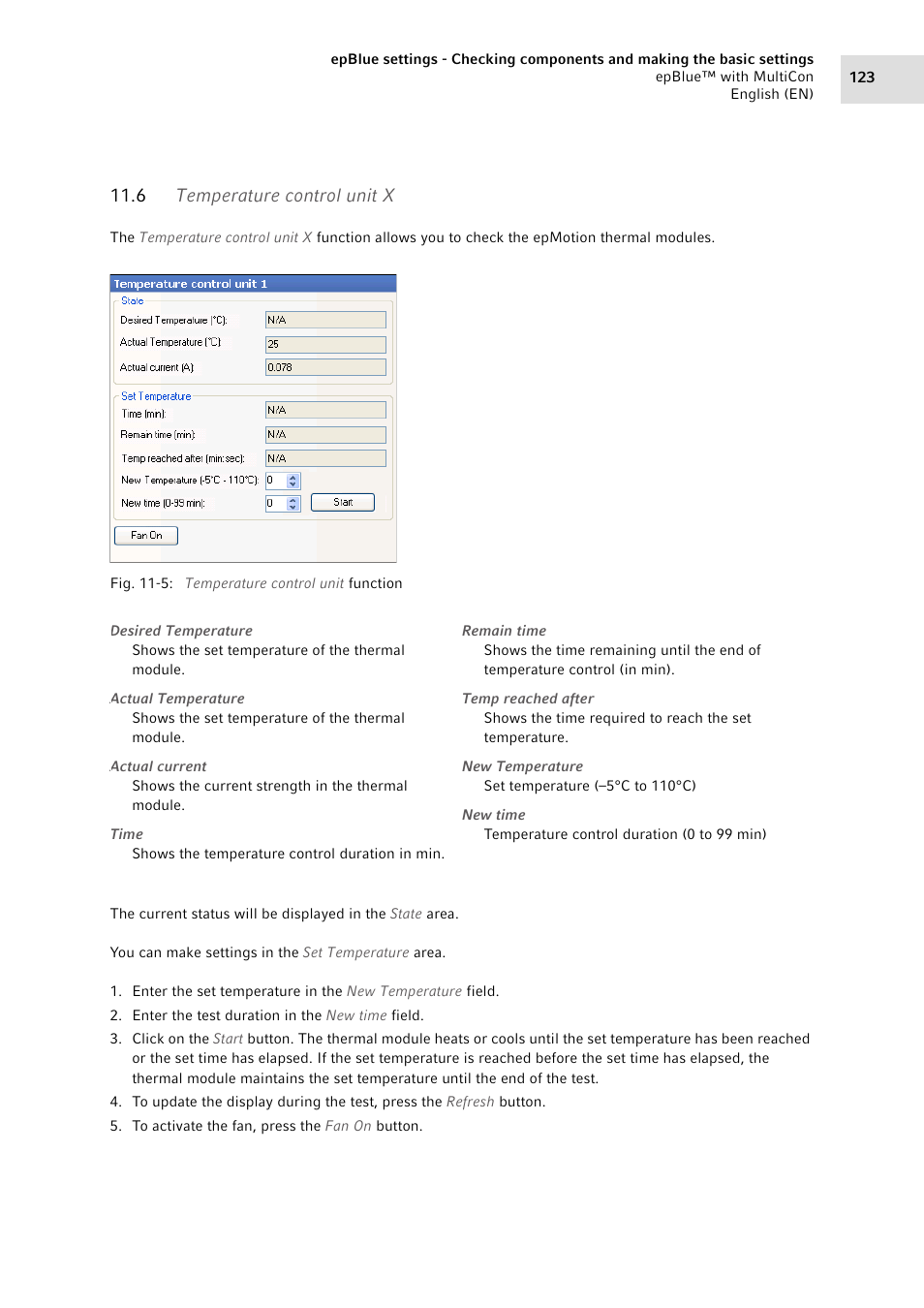 6 temperature control unit x, Temperature control unit x | Eppendorf epBlue with MultiCon User Manual | Page 123 / 180