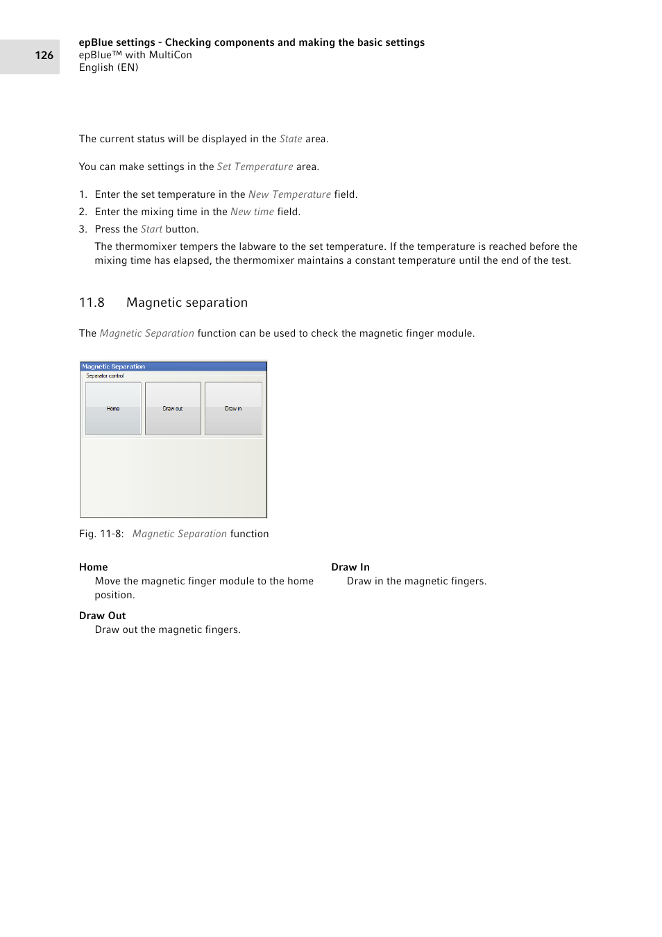 8 magnetic separation, Magnetic separation | Eppendorf epBlue with MultiCon User Manual | Page 126 / 180