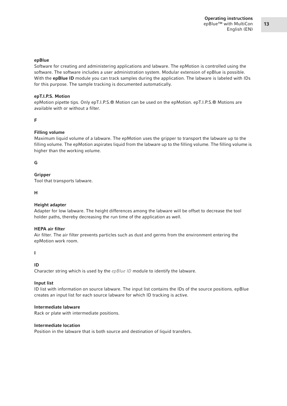 Eppendorf epBlue with MultiCon User Manual | Page 13 / 180