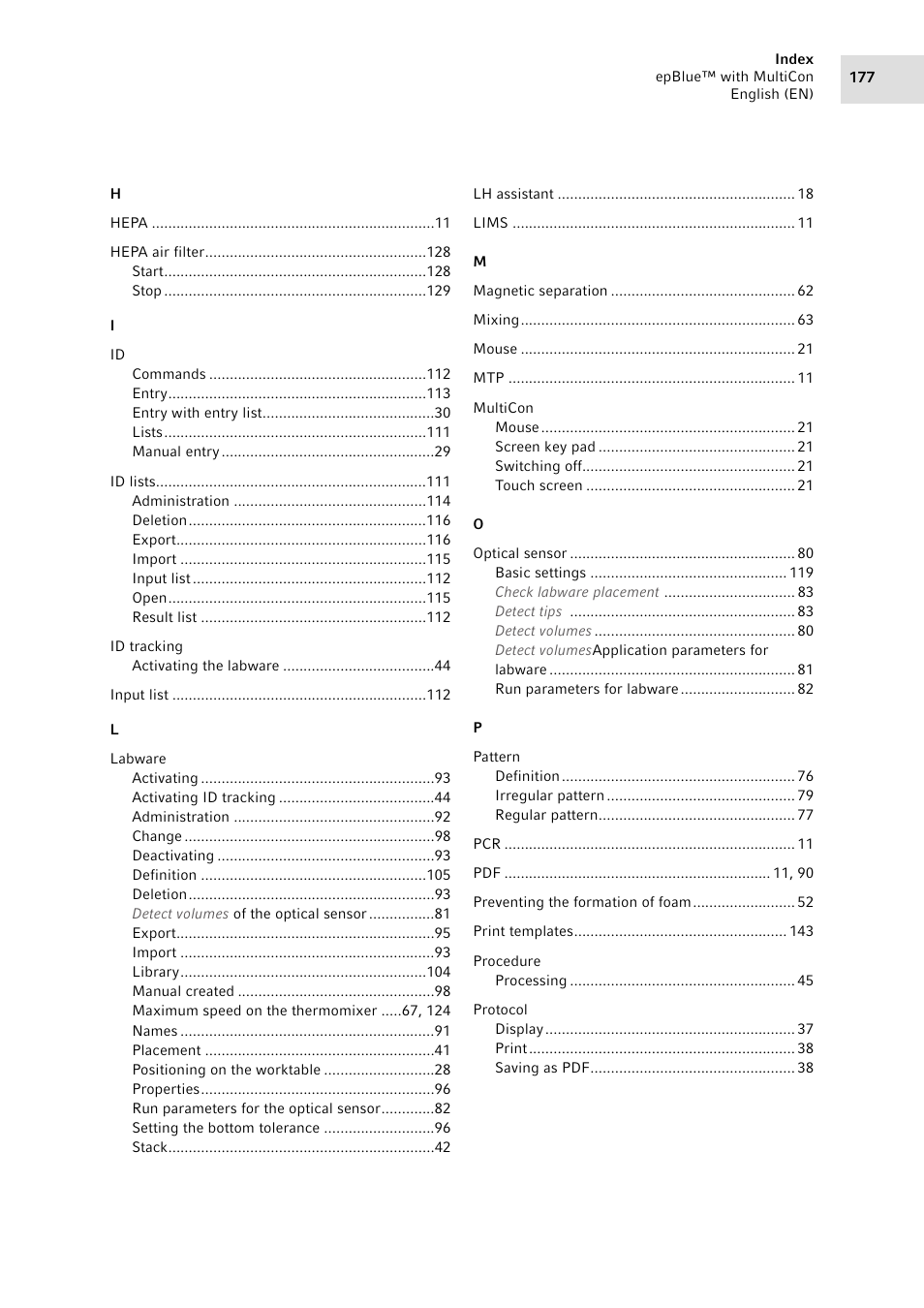 Eppendorf epBlue with MultiCon User Manual | Page 177 / 180