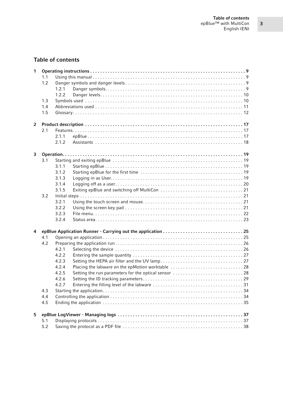 Eppendorf epBlue with MultiCon User Manual | Page 3 / 180