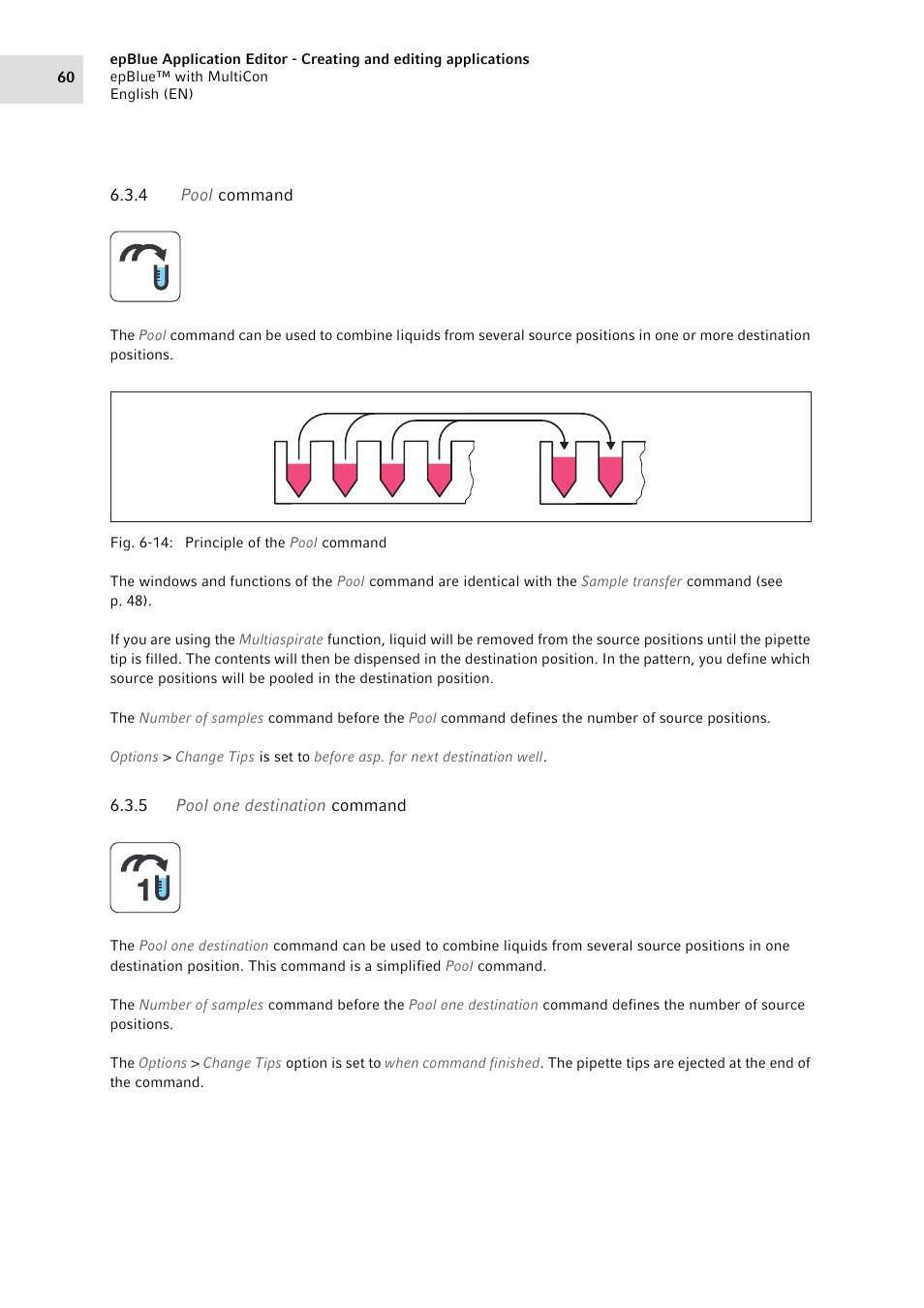 4 pool command, 5 pool one destination command, Pool command | Pool one destination command | Eppendorf epBlue with MultiCon User Manual | Page 60 / 180