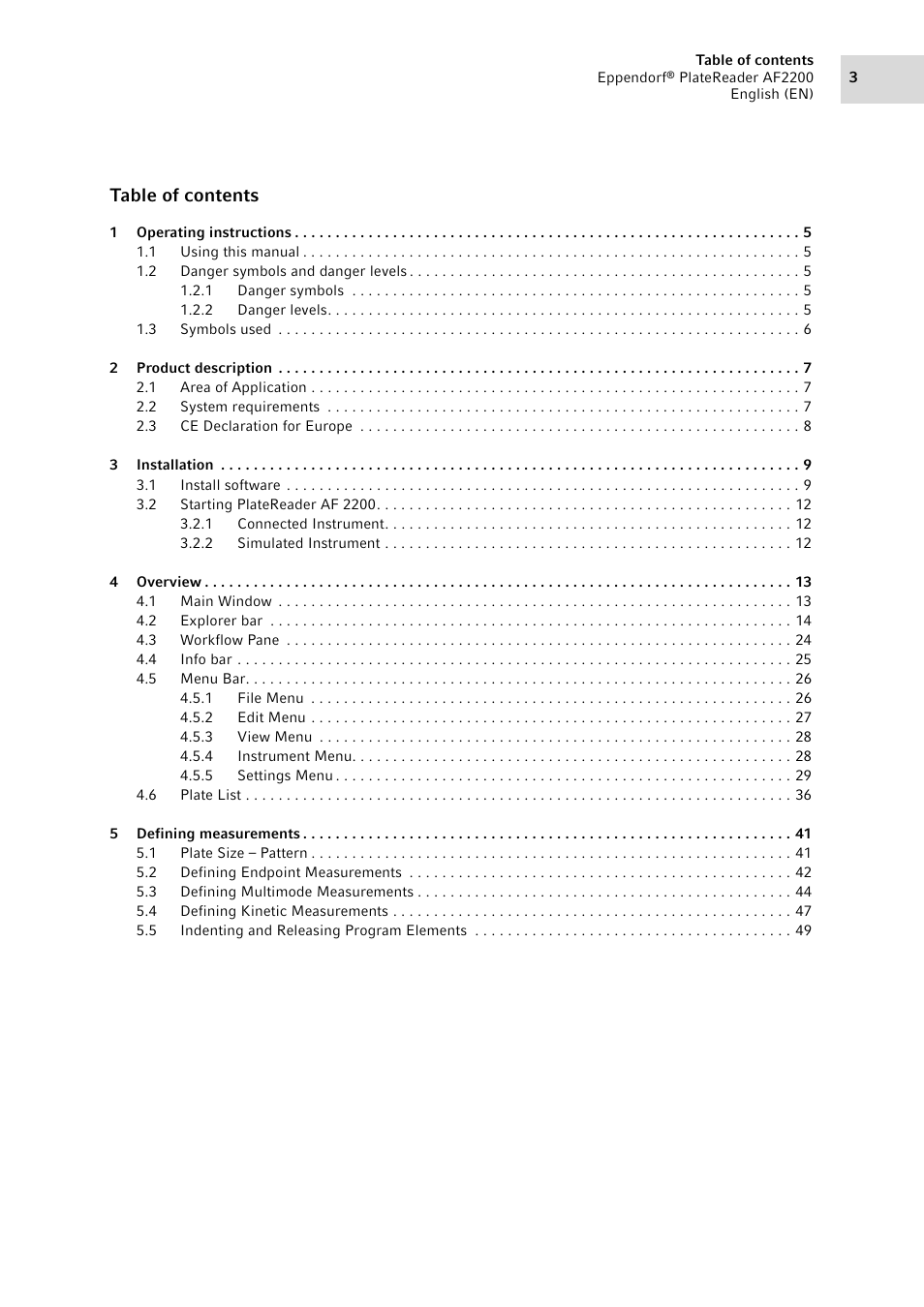 Eppendorf AF2200 Plate Reader User Manual | Page 3 / 78