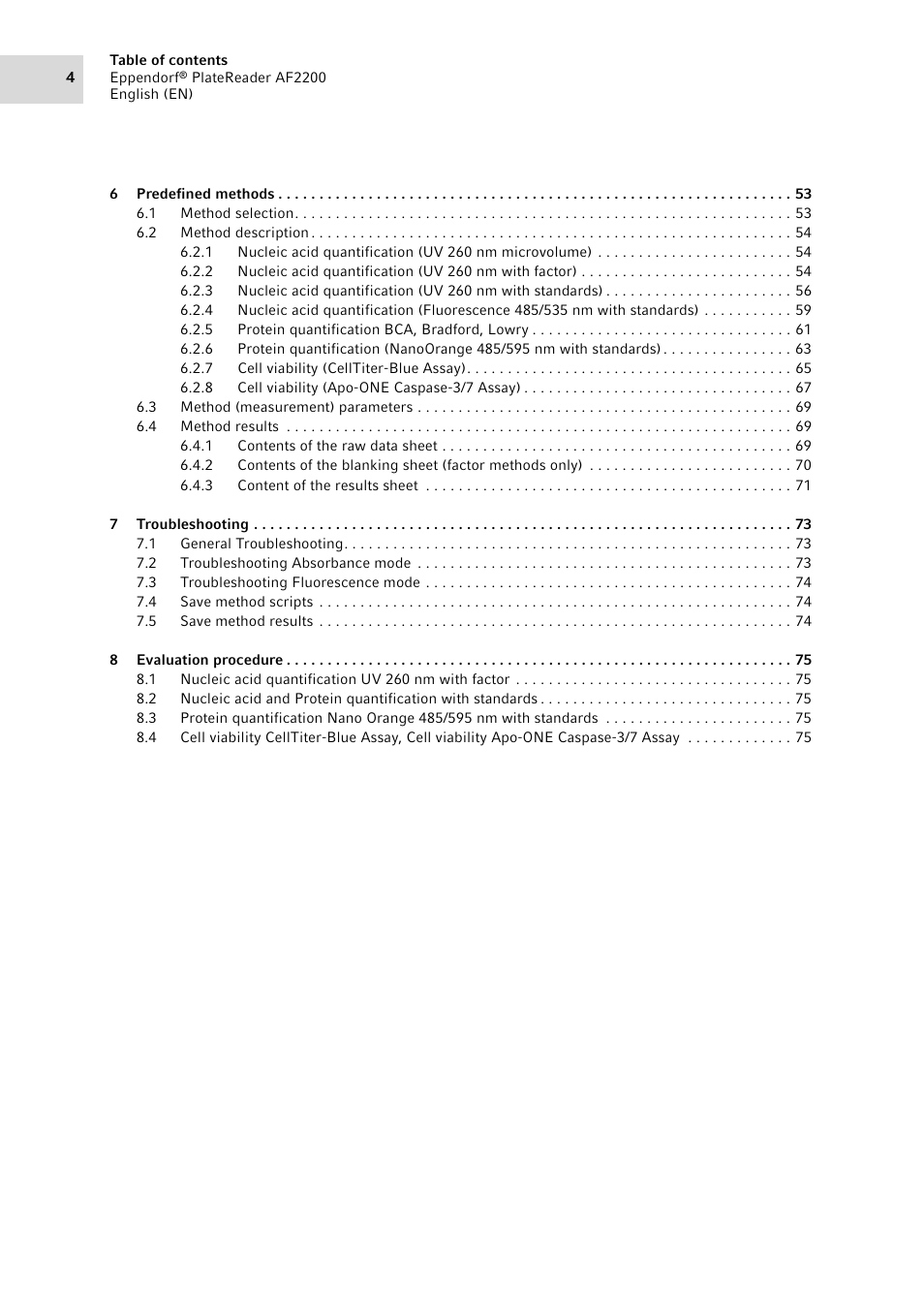 Eppendorf AF2200 Plate Reader User Manual | Page 4 / 78