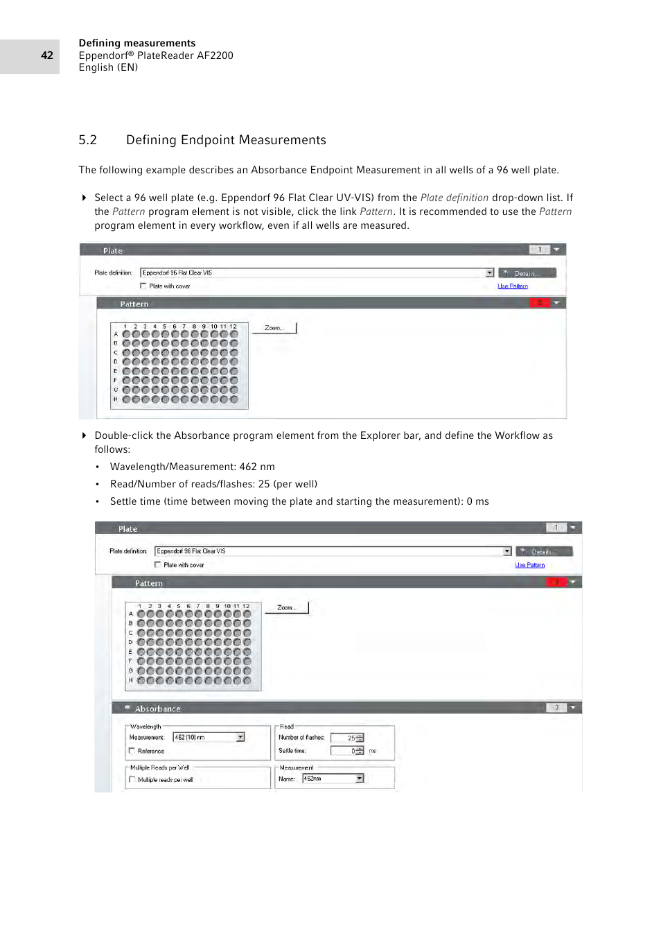 2 defining endpoint measurements, Defining endpoint measurements | Eppendorf AF2200 Plate Reader User Manual | Page 42 / 78