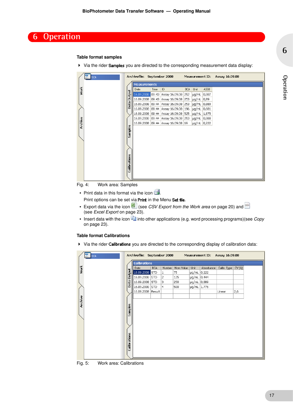 6 operation, Op er at ion | Eppendorf BioPhotometer Data Transfer User Manual | Page 17 / 36