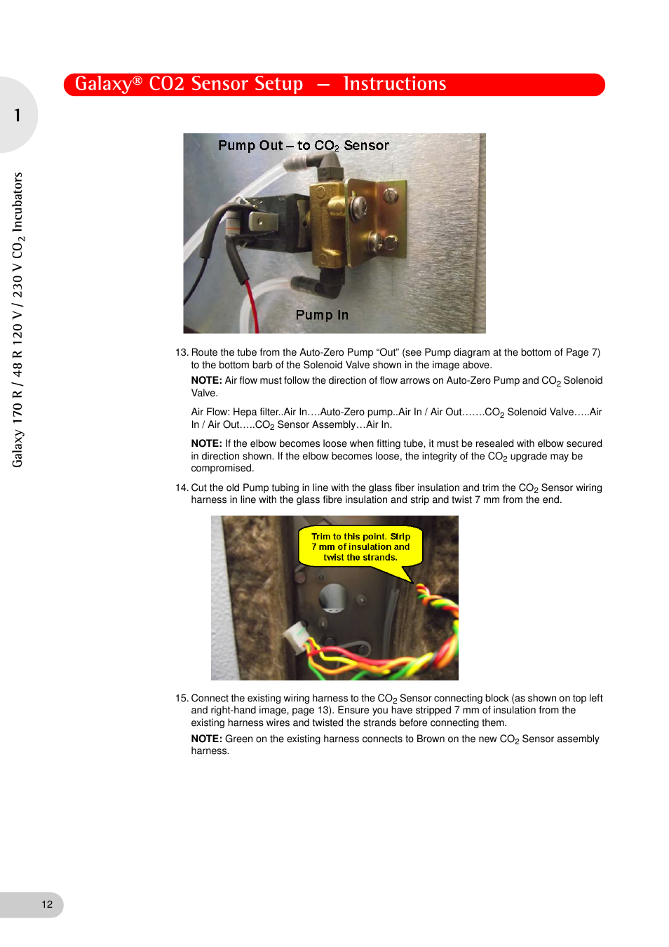 Galaxy® co2 sensor setup — instructions, Inc ubators | Eppendorf Galaxy Gas Analyzer User Manual | Page 12 / 38