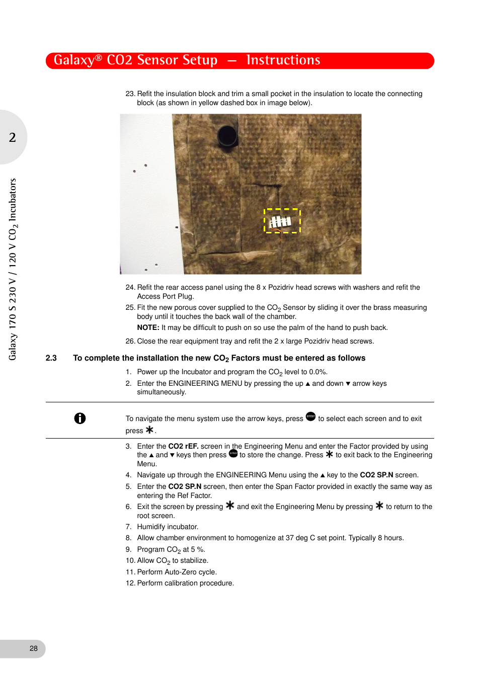 Galaxy® co2 sensor setup — instructions | Eppendorf Galaxy Gas Analyzer User Manual | Page 28 / 38