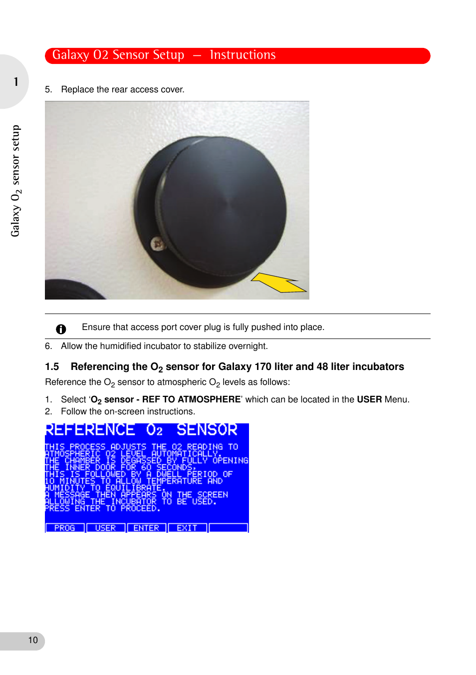 Galaxy o2 sensor setup — instructions | Eppendorf Galaxy CO2 Sensor User Manual | Page 10 / 16