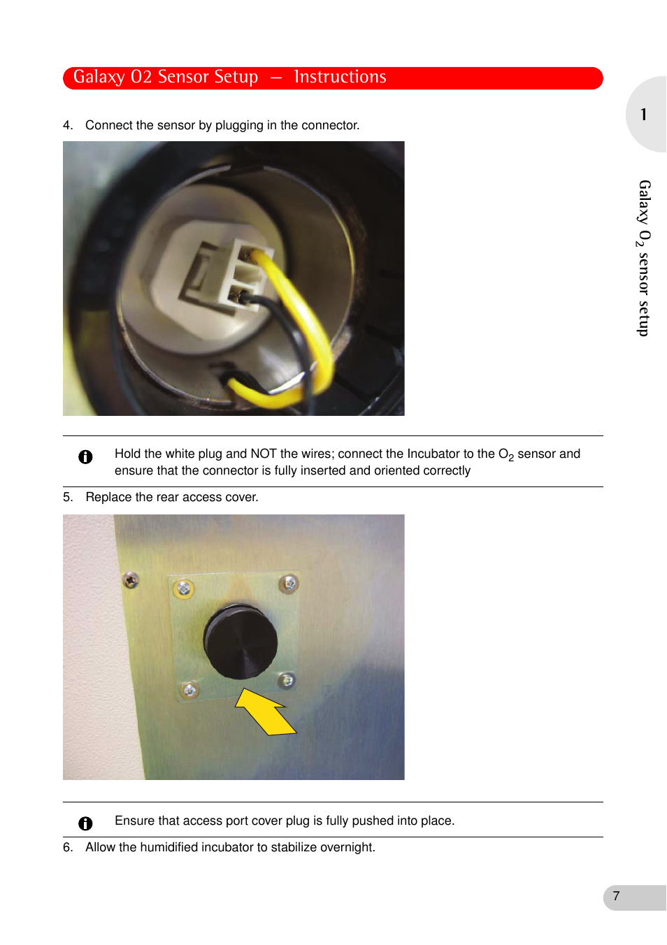 Galaxy o2 sensor setup — instructions, Galaxy o, Sens or se tup | Eppendorf Galaxy CO2 Sensor User Manual | Page 7 / 16