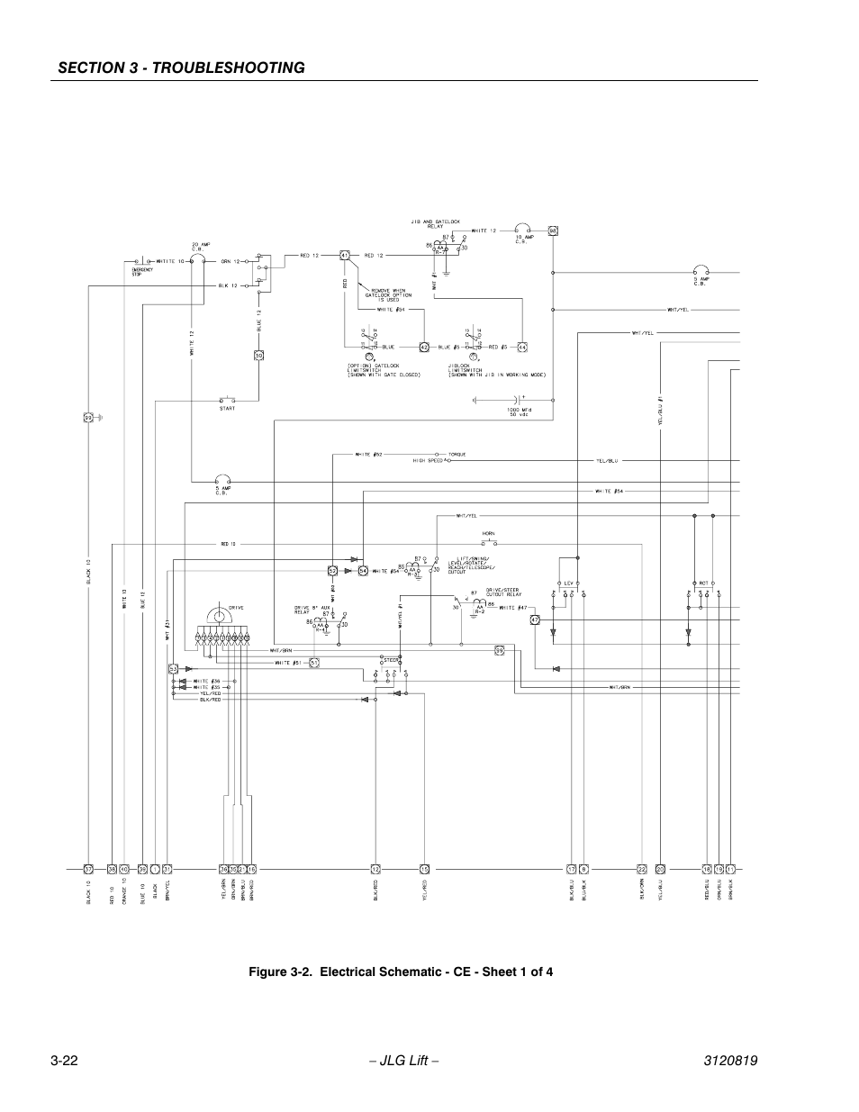 Electrical schematic - ce - sheet 1 of 4 -22 | JLG 120HX Service Manual User Manual | Page 108 / 116
