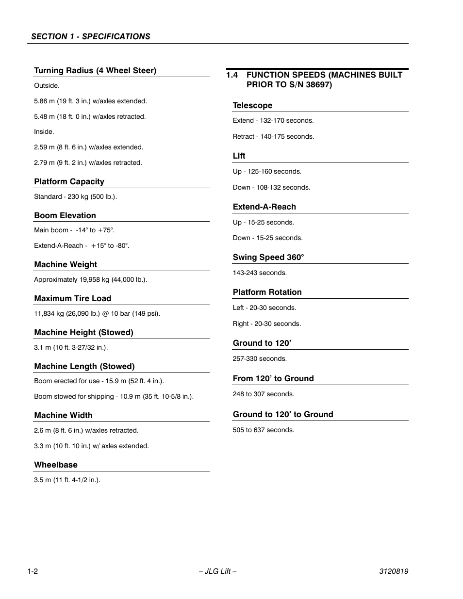 JLG 120HX Service Manual User Manual | Page 12 / 116