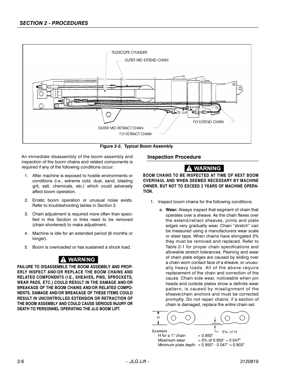 Inspection procedure -6, Typical boom assembly -6 | JLG 120HX Service Manual User Manual | Page 28 / 116