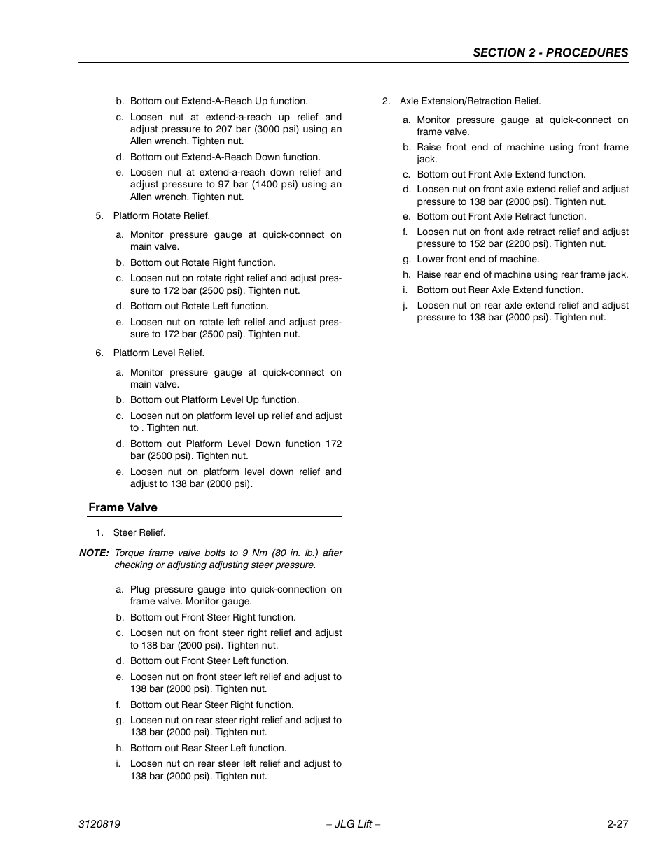 Frame valve -27 | JLG 120HX Service Manual User Manual | Page 49 / 116