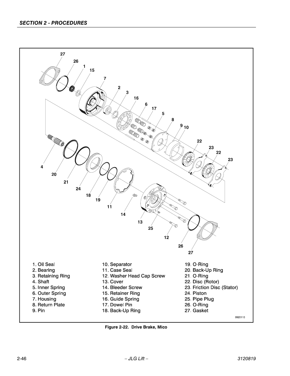 Drive brake, mico -46 | JLG 120HX Service Manual User Manual | Page 68 / 116