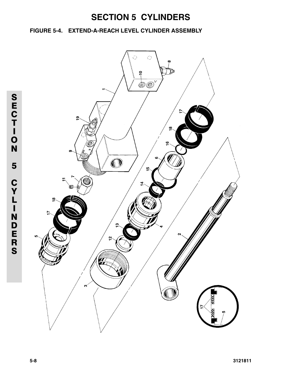 Figure 5-4. extend-a-reach level cylinder assembly | JLG 110SX Parts Manual User Manual | Page 158 / 224