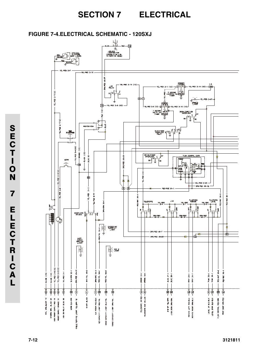 Figure 7-4. electrical schematic - 120sxj | JLG 110SX Parts Manual User Manual | Page 198 / 224