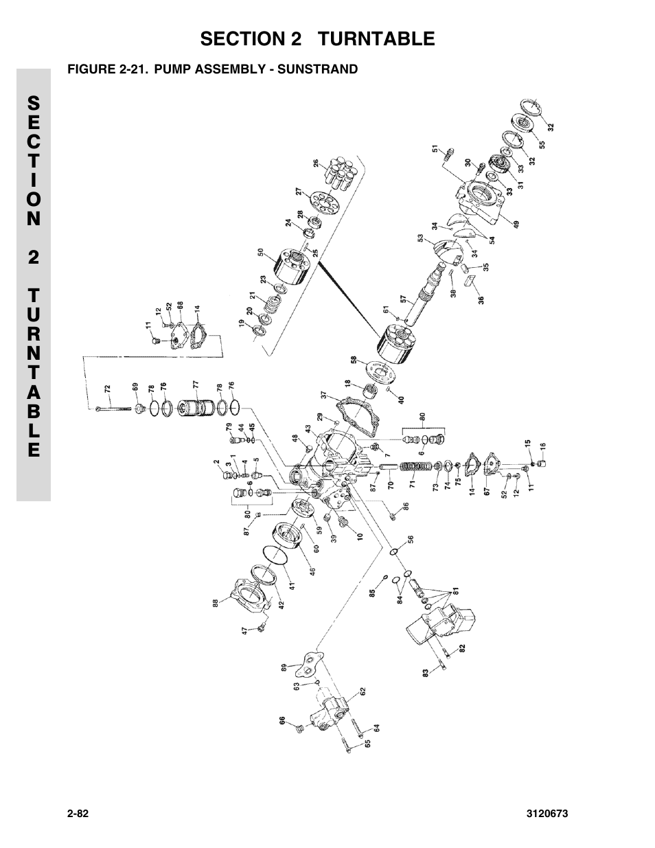Figure 2-21. pump assembly - sunstrand, Pump assembly - sunstrand -82 | JLG 40HA ANSI Parts Manual User Manual | Page 140 / 322