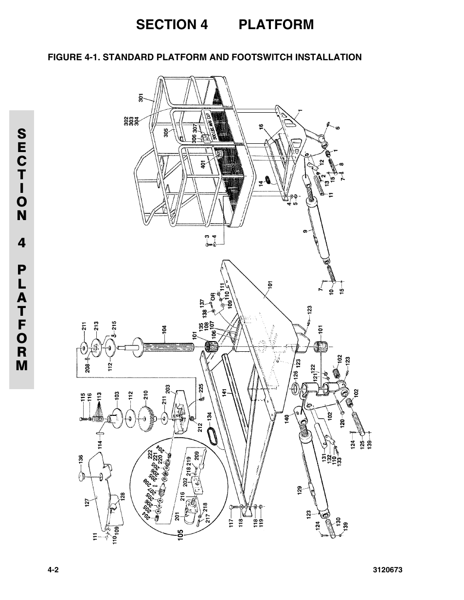 Standard platform and footswitch installation -2 | JLG 40HA ANSI Parts Manual User Manual | Page 192 / 322