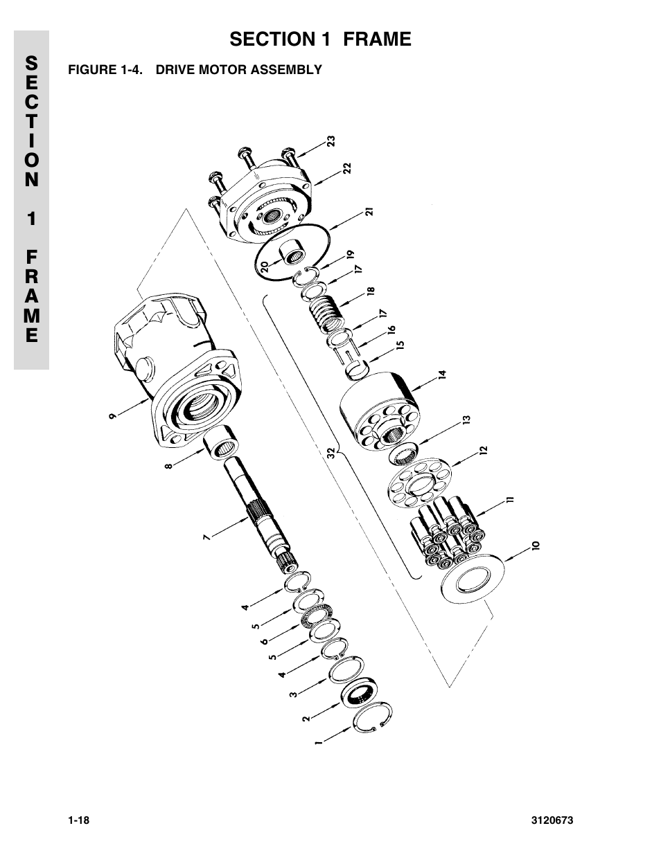 Figure 1-4. drive motor assembly, Drive motor assembly -18 | JLG 40HA ANSI Parts Manual User Manual | Page 26 / 322