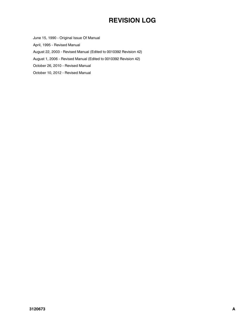 Revision log | JLG 40HA ANSI Parts Manual User Manual | Page 3 / 322