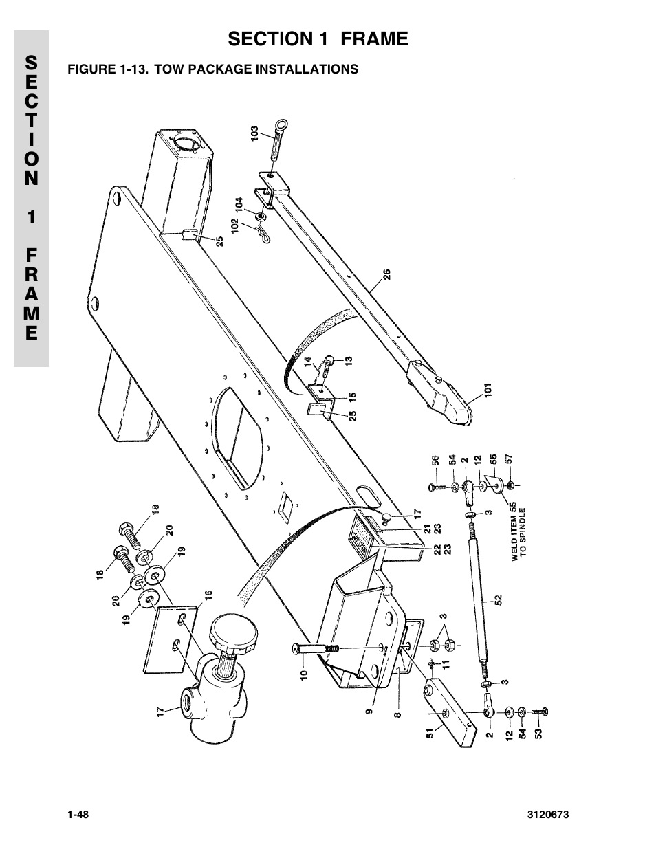 Figure 1-13. tow package installations, Tow package installations -48 | JLG 40HA ANSI Parts Manual User Manual | Page 56 / 322