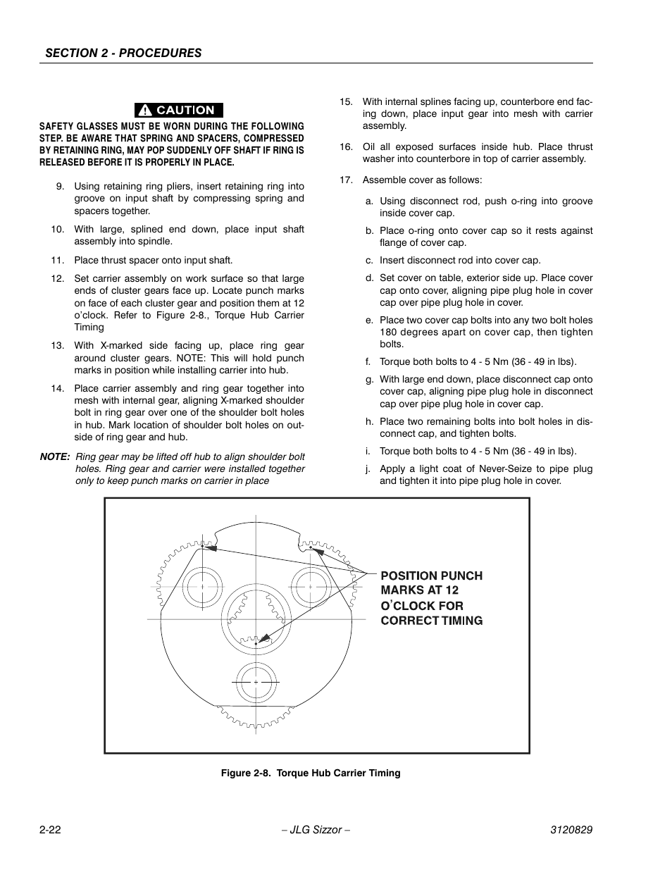 Torque hub carrier timing -22 | JLG 500RTS Service Manual User Manual | Page 38 / 100
