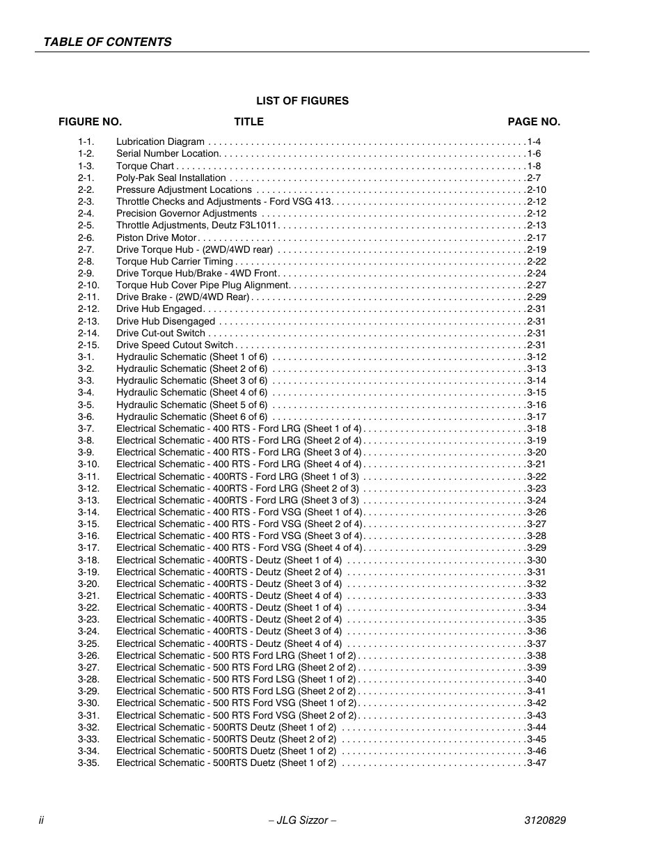 JLG 500RTS Service Manual User Manual | Page 6 / 100