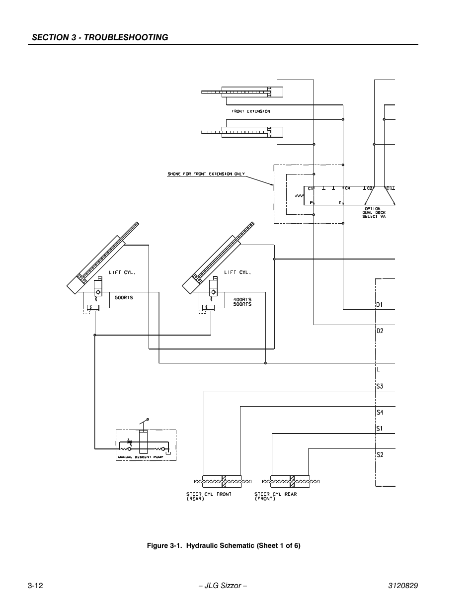 Hydraulic schematic (sheet 1 of 6) -12 | JLG 500RTS Service Manual User Manual | Page 62 / 100