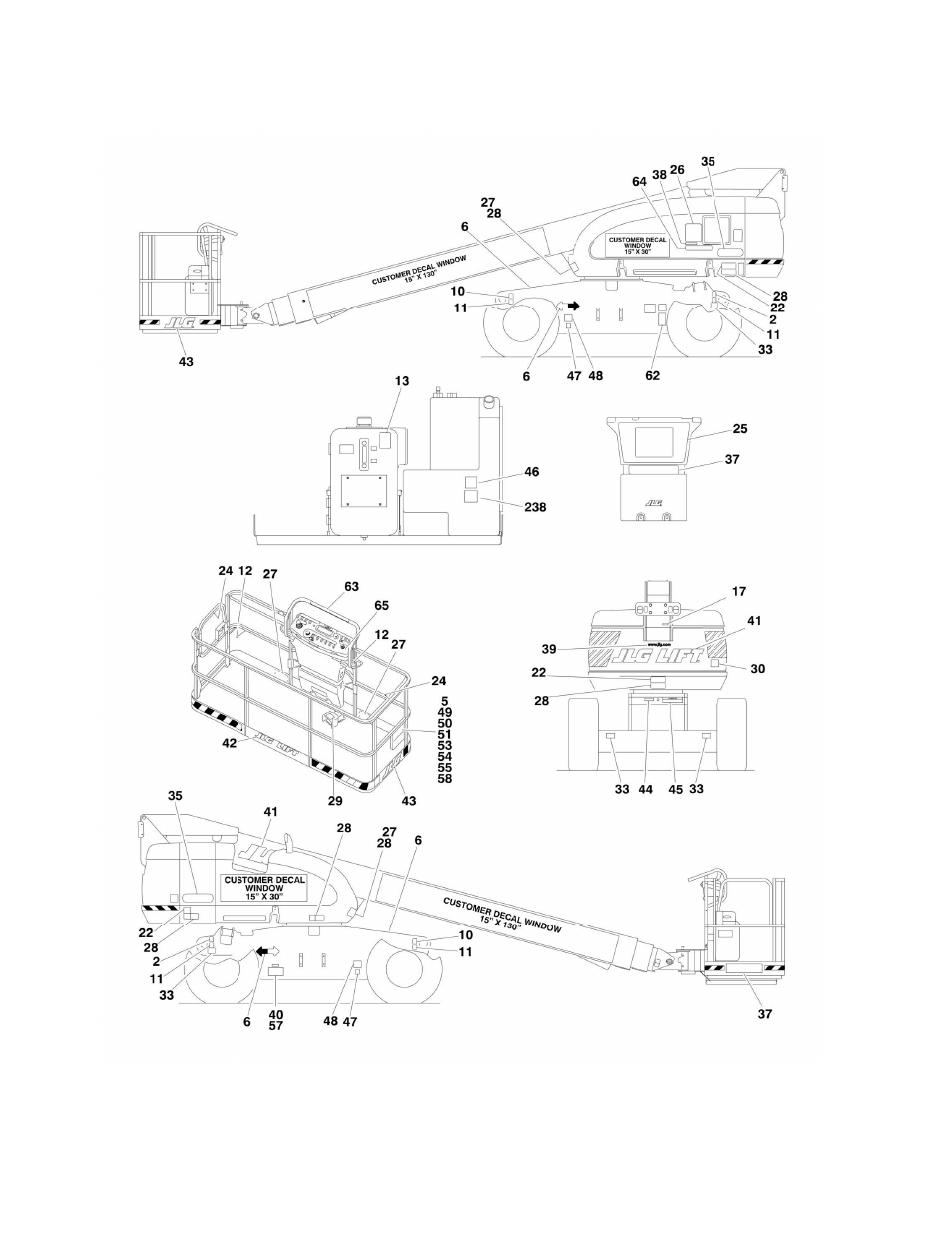 Figure 8-1. decal installation (ansi spec) | JLG 600S_SJ Parts Manual User Manual | Page 262 / 299