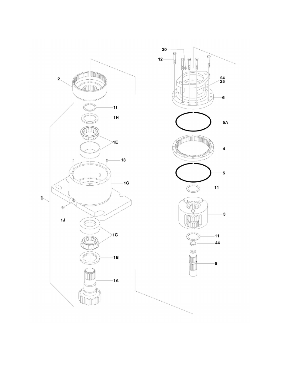 Figure 2-7. swing motor/hub assembly | JLG 600S_SJ Parts Manual User Manual | Page 54 / 299