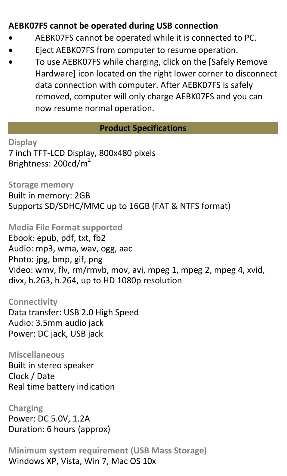 Aluratek AEBK07FS User Manual | Page 22 / 23